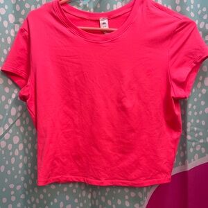 ALO Yoga Neon Pink Crop Tee